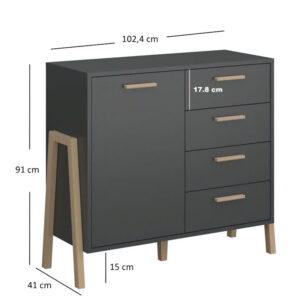 Μπουφές Belle Ανθρακί 102.5x41x91cm