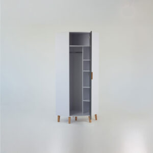 Γωνιακή Ντουλάπα Timmy Λευκό-Γραφίτη-Γκρι 71.3x71.3x199cm