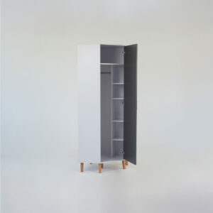 Γωνιακή Ντουλάπα Timmy Λευκό-Γραφίτη-Γκρι 71.3x71.3x199cm