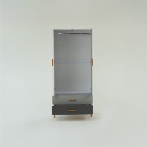 Ντουλάπα Timmy 2D2S Λευκό-Γραφίτη-Γκρι 90x50x199cm