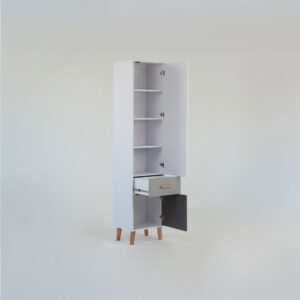 Ραφιέρα Timmy 2D1S Λευκό-Γραφίτη-Γκρι 46.8x36x199cm