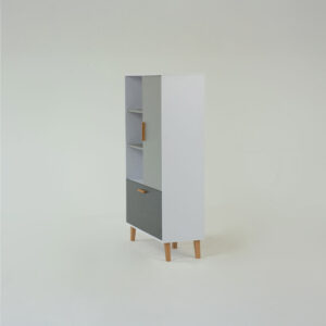 Ραφιέρα Timmy Λευκό-Γραφίτη-Γκρι 90x36x147cm