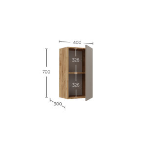 Κρεμαστό Ντουλάπι Callisto Χρυσό Δρυς-Γκρεζ 40x30x70cm