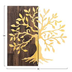 ΔΙΑΚΟΣΜΗΤΙΚΟ ΤΟΙΧΟΥ ΔΕΝΤΡΟ HM4751-ΦΥΛΛΑ ΜΕΤΑΛΛΟΥ ΧΡΥΣΑ-ΞΥΛΟ 58x3(βάθος)x58Υεκ.