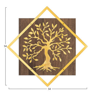 ΔΙΑΚΟΣΜΗΤΙΚΟ ΤΟΙΧΟΥ ΔΕΝΤΡΟ HM4752-ΦΥΛΛΑ ΜΕΤΑΛΛΟΥ ΧΡΥΣΑ-ΞΥΛΟ 54x3(βάθος)x54Υεκ.