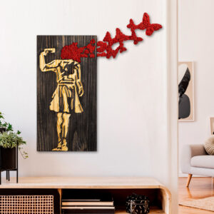 ΔΙΑΚΟΣΜΗΤΙΚΟ ΤΟΙΧΟΥ ΦΙΓΟΥΡΑ ΚΟΡΙΤΣΙΟΥ HM4755-ΦΥΛΛΑ ΜΕΤΑΛΛΟΥ-ΞΥΛΟ 62x3(βάθος)x70Υεκ.