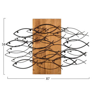 ΔΙΑΚΟΣΜΗΤΙΚΟ ΤΟΙΧΟΥ ΨΑΡΙΑ HM4811-ΦΥΛΛΑ ΜΕΤΑΛΛΟΥ ΜΑΥΡΑ-ΞΥΛΟ 87x3(βάθος)x58Υεκ.