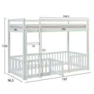 ΚΟΥΚΕΤΑ ΠΑΙΔΙΚΗ ΜΕ ΠΑΡΚΑΚΙ PLAYKID HM21312.01 ΞΥΛΟ ΠΕΥΚΟΥ ΛΕΥΚΟ--ME ΣΤΡΩΜΑ 90x190εκ