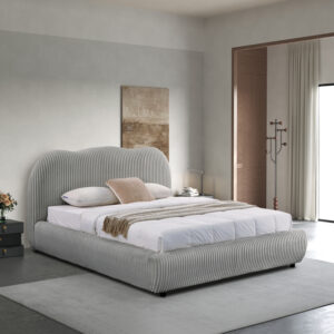 ΚΡΕΒΑΤΙ ΜΕ ΑΠΟΘ.ΧΩΡΟ KALLY HM729.01 ΓΚΡΙ FEAUX FUR ΥΦΑΣΜΑ--ΓΙΑ ΣΤΡΩΜΑ 160x200εκ