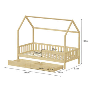 ΚΡΕΒΑΤΙ ΠΑΙΔΙΚΟ ΜΕ ΣΥΡΤΑΡΙΑ PHYLLIS HM724.01 τ.MONTESSORI ΦΥΣΙΚΟ 196x97x161Υεκ.