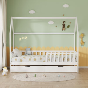 ΚΡΕΒΑΤΙ ΠΑΙΔΙΚΟ ΜΕ ΣΥΡΤΑΡΙΑ PHYLLIS HM724.03 τ.MONTESSORI ΛΕΥΚΟ 196x97x161Υεκ.