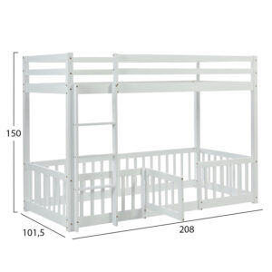 ΠΑΙΔΙΚΗ ΚΟΥΚΕΤΑ τ.MONTESSORI ΜΕ ΠΑΡΚΑΚΙ PLAYKID HM703.03 ΞΥΛΟ ΠΕΥΚΟΥ ΛΕΥΚΟ ΓΙΑ 190x90εκ