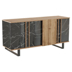 Μπουφές Amanda pakoworld καρυδί-μαύρο 160x40x78.5εκ