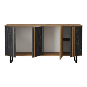 Μπουφές Amanda pakoworld καρυδί-μαύρο 160x40x78.5εκ