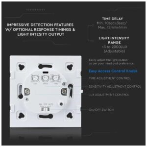 Αισθητήρας Κίνησης Χωνευτός με Μικροκύματα V-TAC - Microwave Sensor Max 300W LED Λευκός 15021