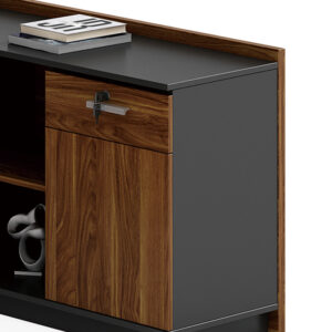 Γραφείο επαγγελματικό με δεξιά γωνία Oscar pakoworld καρυδί-ανθρακί 220x180x76εκ