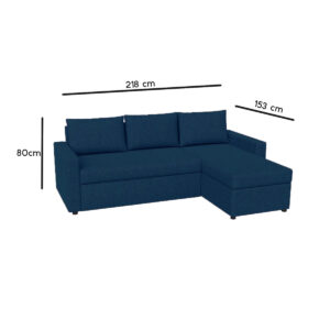 Concept Γωνιακός Καναπές Κρεβάτι με Αναστρέψιμη Γωνία & Αποθηκευτικό Χώρο Μπλέ 218x153x80cm