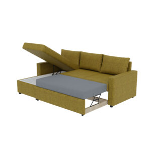 Concept Γωνιακός Καναπές Κρεβάτι με Αναστρέψιμη Γωνία & Αποθηκευτικό Χώρο Μουσταρδί 218x153x80cm
