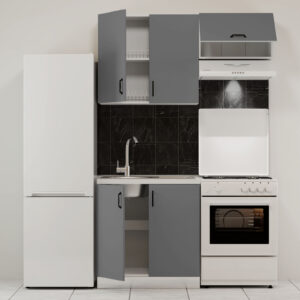 Κουζίνα Modest Σετ 3 Κουτιών Ανθρακί Άνω Κουτιά 140cm Κάτω 80cm