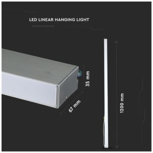 LED V-TAC Κρεμαστό Γραμμικό Φωτιστικό 40W SAMSUNG Chip Ασημί Φως Ημέρας 0375