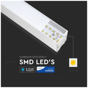 LED V-TAC Κρεμαστό Γραμμικό Φωτιστικό Λευκό 40W SAMSUNG Chip Ψυχρό Λευκό