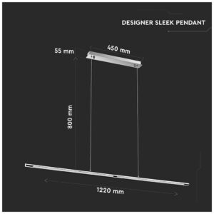 LED V-TAC Γραμμικό Φωτιστικό Design 24W Χρώμιο Φως Ημέρας