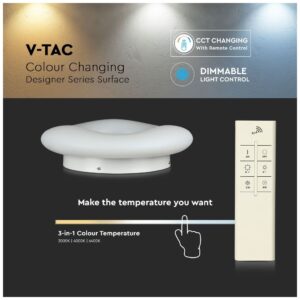 LED V-TAC Φωτιστικό Οροφής 80W Στρογγυλό Λευκό Εξωτερικό Με Αλλαγή Χρώματος Φωτισμού Ντιμαριζόμενο