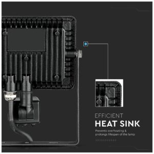 LED Προβολέας 20W slim SMD SAMSUNG CHIP με Ανιχνευτή Κίνησης IP65 Μαύρος Ψυχρό Λευκό 5 Χρόνια Εγγύηση 453