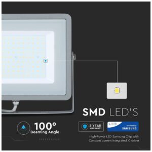 V-TAC LED Προβολέας 100W SAMSUNG CHIP SMD Σώμα Γκρι 5 χρόνια εγγύηση Θερμό Λευκό 472
