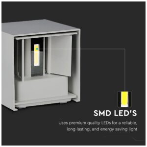 Φωτιστικό Τοίχου Απλίκα V-TAC 12W Bridgelux Chip Αλουμίνιο Γκρι Τετράγωνο IP65 Φως Ημέρας 8532