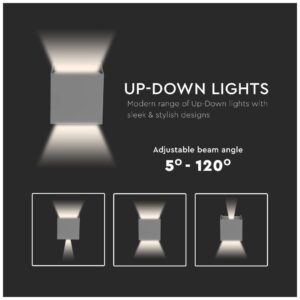Φωτιστικό Τοίχου Απλίκα V-TAC 12W Bridgelux Chip Αλουμίνιο Γκρι Τετράγωνο IP65 Φως Ημέρας 8532