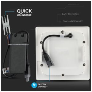 LED V-TAC LED Mini panel Samsung SMD 24W χωνευτό τετράγωνο 6400K Ψυχρό λευκό 0723