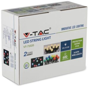 Καλωδιογιρλάντα με Λάμπες LED 10 μέτρα με 20 Λαμπτήρες 0,5W για Εξωτερικό Χώρο IP44 Θερμό λευκό