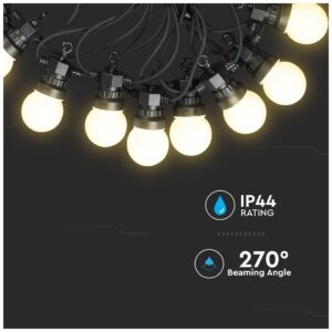 Καλωδιογιρλάντα με Λάμπες LED 10 μέτρα με 20 Λαμπτήρες 0,5W για Εξωτερικό Χώρο IP44 Θερμό λευκό