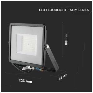 V-TAC LED Προβολέας 50W PRO Samsung Chip Μαύρος 100° 5750lm Αδιάβροχος IP65 Φυσικό 4000K 21760