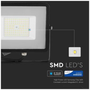 LED Προβολέας V-TAC 50W Μαύρος SMD SAMSUNG Chip High Lumen 120LM/W Ψυχρό Λευκό 5 Χρόνια Εγγύηση 761