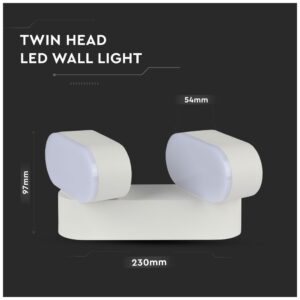 Φωτιστικό Τοίχου Διπλό Απλίκα V-TAC Κινητή Λευκή 12W IP65 Θερμό Λευκό 8292