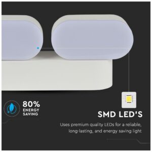 Φωτιστικό Τοίχου Διπλό Απλίκα V-TAC Κινητή Λευκή 12W IP65 Θερμό Λευκό 8292