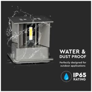 Φωτιστικό Τοίχου Απλίκα V-TAC 12W Bridgelux Chip Αλουμίνιο Γκρι Τετράγωνο IP65 Φως Ημέρας 8532