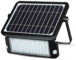 V-TAC LED Ηλιακός Προβολέας 10W Μαύρος με Ανιχνευτή κίνησης Φως Ημέρας 8550