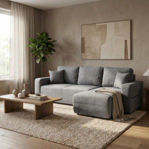 Amaretto Γωνιακός καναπές κρεβάτι με αποθηκευτικό χώρο 240x149εκ. Γκρι ανοιχτό Αναστρέψιμη γωνία