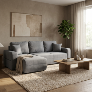 Amaretto Γωνιακός καναπές κρεβάτι με αποθηκευτικό χώρο 240x149εκ. Γκρι ανοιχτό Αναστρέψιμη γωνία