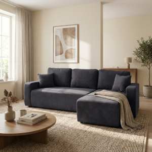 Amaretto Γωνιακός καναπές κρεβάτι με αποθηκευτικό χώρο 240x149εκ. Γκρι σκούρο Αναστρέψιμη γωνία