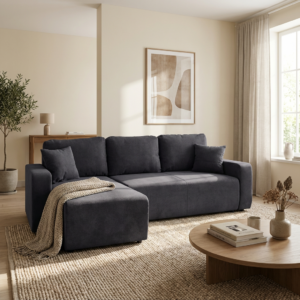 Amaretto Γωνιακός καναπές κρεβάτι με αποθηκευτικό χώρο 240x149εκ. Γκρι σκούρο Αναστρέψιμη γωνία