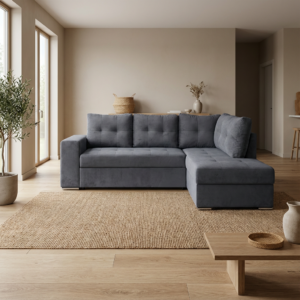 Athens Γωνιακός καναπές κρεβάτι με αποθηκευτικό χώρο 246x174x96εκ. Γκρι Δεξιά γωνία