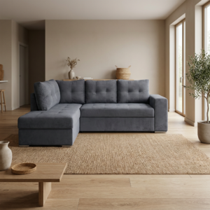 Athens Γωνιακός καναπές κρεβάτι με αποθηκευτικό χώρο 246x174x96εκ. Γκρι Αριστερή γωνία