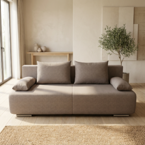 GEORGIA Καναπές κρεβάτι με αποθηκευτικό χώρο 194x93εκ. Γκρι Ανοιχτό