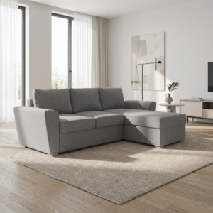 Stanford γωνιακός καναπές κρεβάτι με αποθηκευτικό χώρο 242x160 Γκρι Ανοιχτό με αναστρέψιμη γωνία