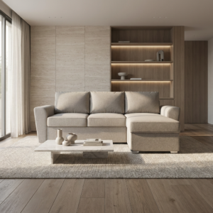 Stanford Γωνιακός καναπές κρεβάτι με αποθηκευτικό χώρο 242x160 Σκούρο Μπεζ με αναστρέψιμη γωνία