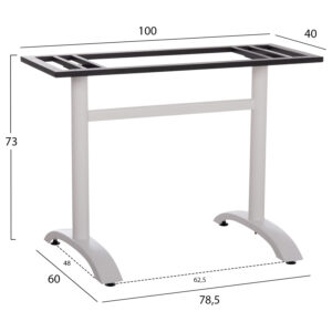 ΒΑΣΗ ΤΡΑΠΕΖΙΟΥ ΑΛΟΥΜΙΝΙΟΥ ΔΙΠΛΗ HM461.12 ΛΕΥΚΗ ΜΕ ΡΕΓΟΥΛΑΤΟΡΟΥΣ 100x60x73Υεκ.